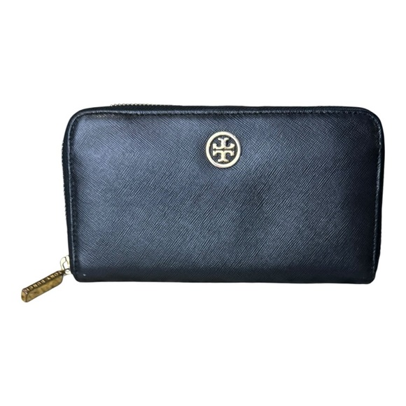 Tory Burch Black Saffiano Leather Zip Wallet Size OS - Picture 1 of 11